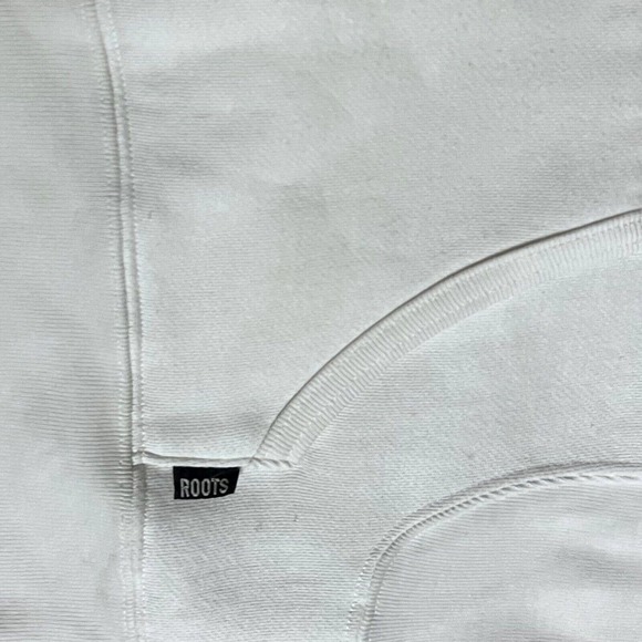 Roots Canada Athletics Women's White & Blue Flocked Graphic Beavers Hoodie Sz S - Picture 9 of 13